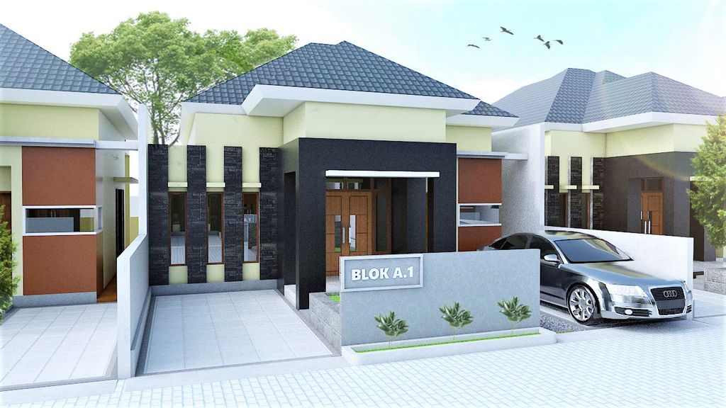 foto tampak rumah tipe 70 perumahan AURORA TERATAI
