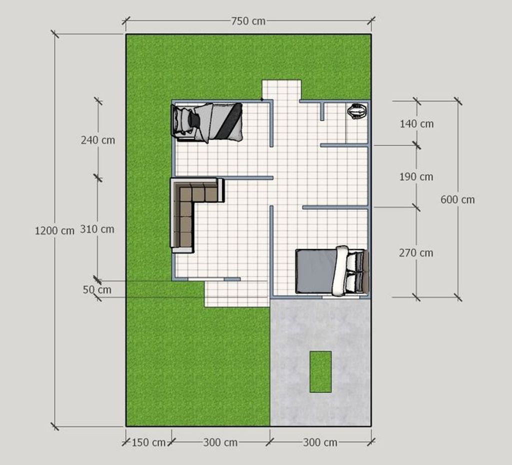 foto denah rumah tipe 36 2024 perumahan VILLA CAHAYA 5 TAHAP 2