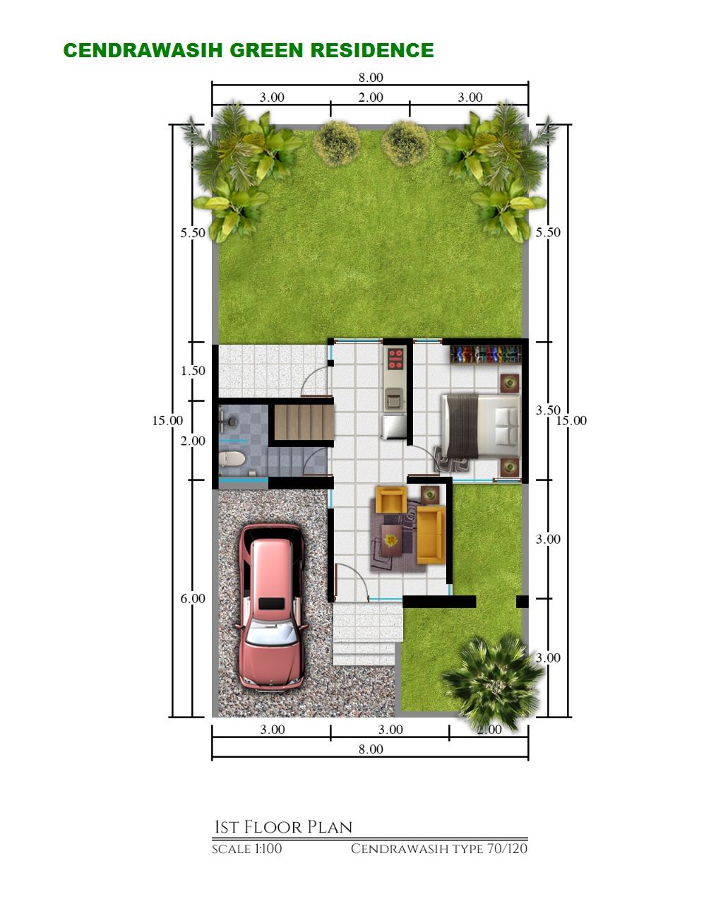 foto denah rumah tipe BOULEVARD 70 perumahan PERUMAHAN CENDRAWASIH GREEN RESIDENCE