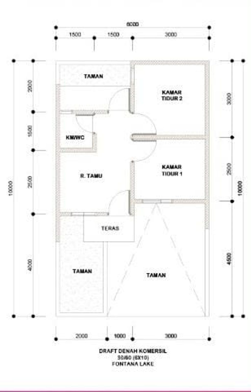 foto denah rumah tipe SUBSIDI 30/60 (6X10) perumahan FONTANA LAKE