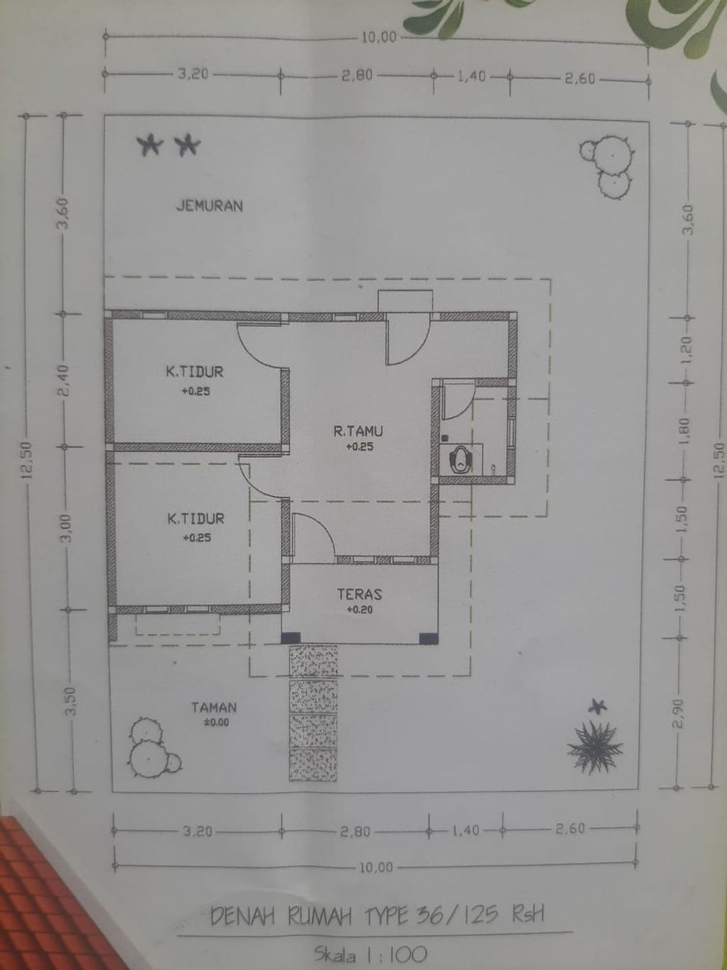 foto denah rumah tipe 36 perumahan PESONA ALAM BINJAI