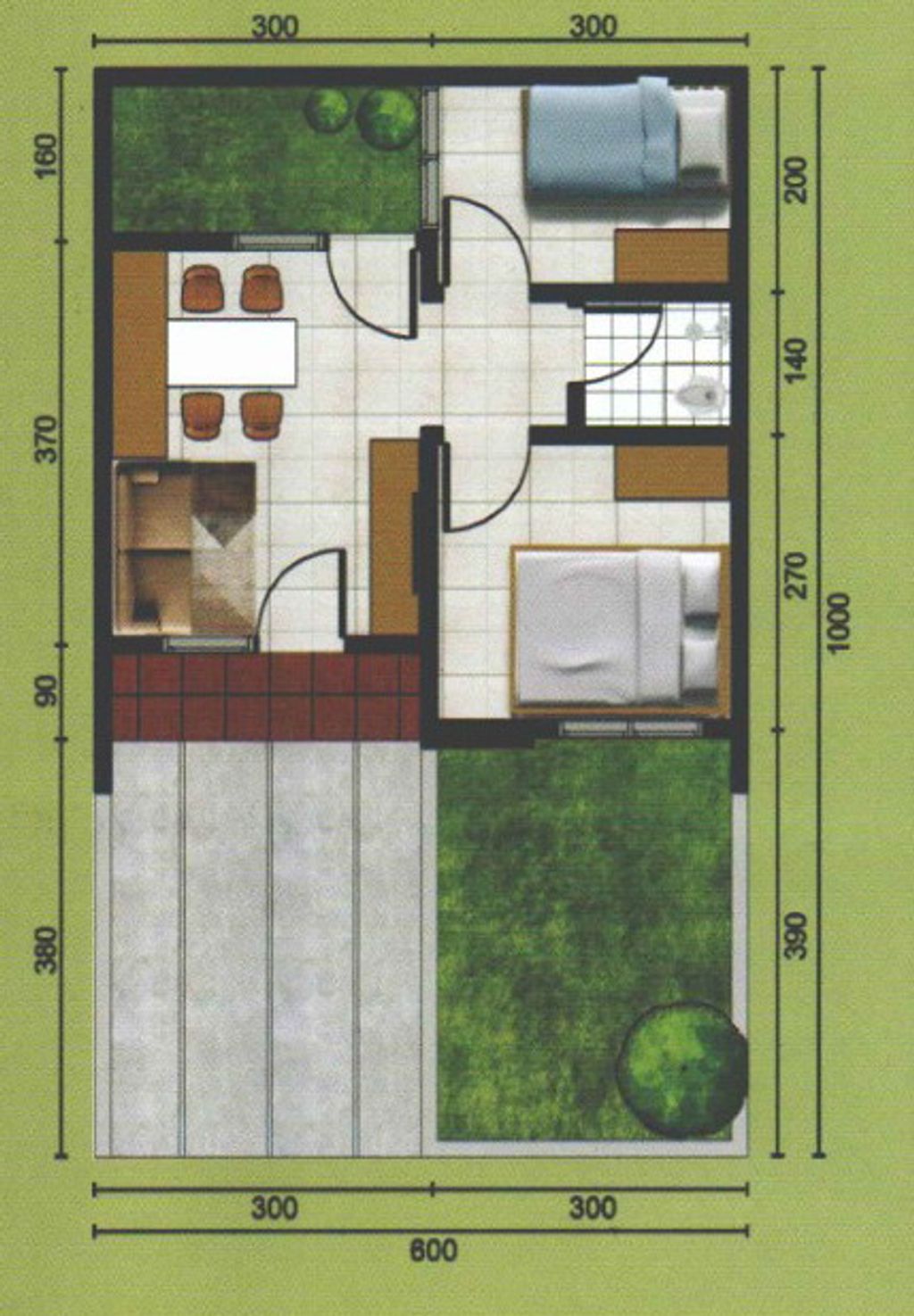 foto denah rumah tipe 30/60 perumahan Puri Purwadadi
