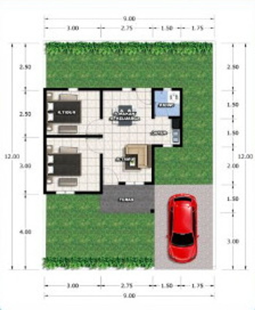 foto denah rumah tipe 36/108 perumahan GRIYA SEIKIJANG MAS