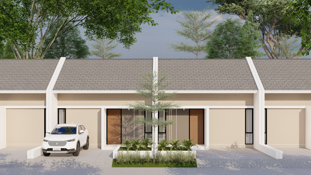 foto tampak rumah tipe EDELWEISS perumahan DEWE RESIDENCE LAKE VIEW