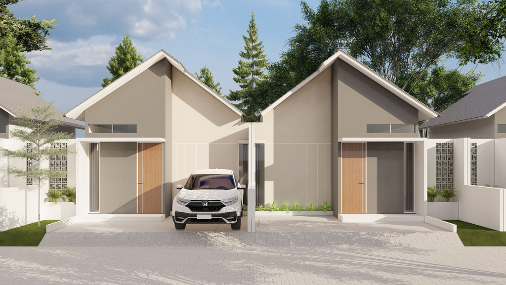 foto tampak rumah tipe ROSEMARY perumahan DEWE RESIDENCE LAKE VIEW