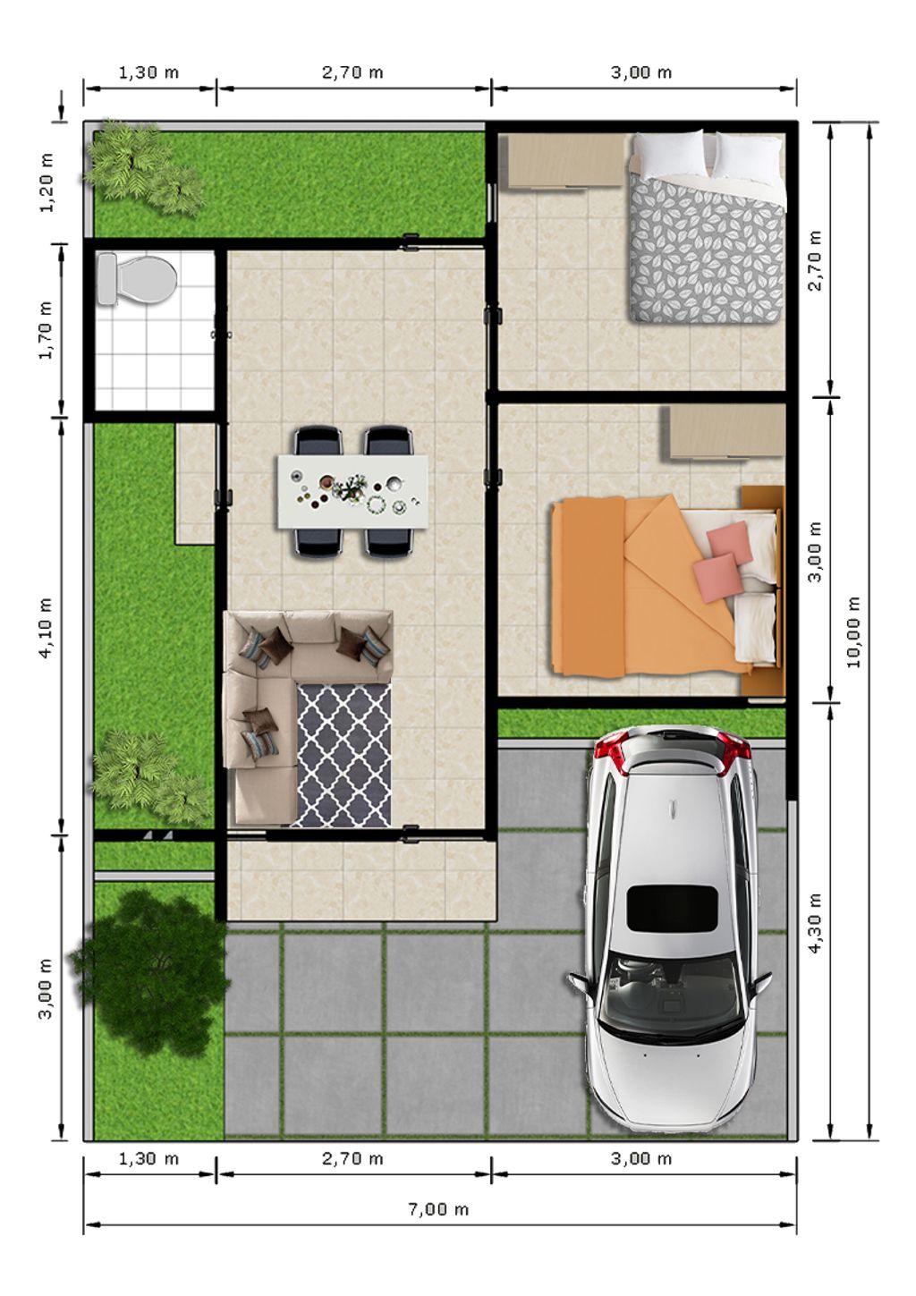 foto denah rumah tipe ROSEMARY perumahan DEWE RESIDENCE LAKE VIEW