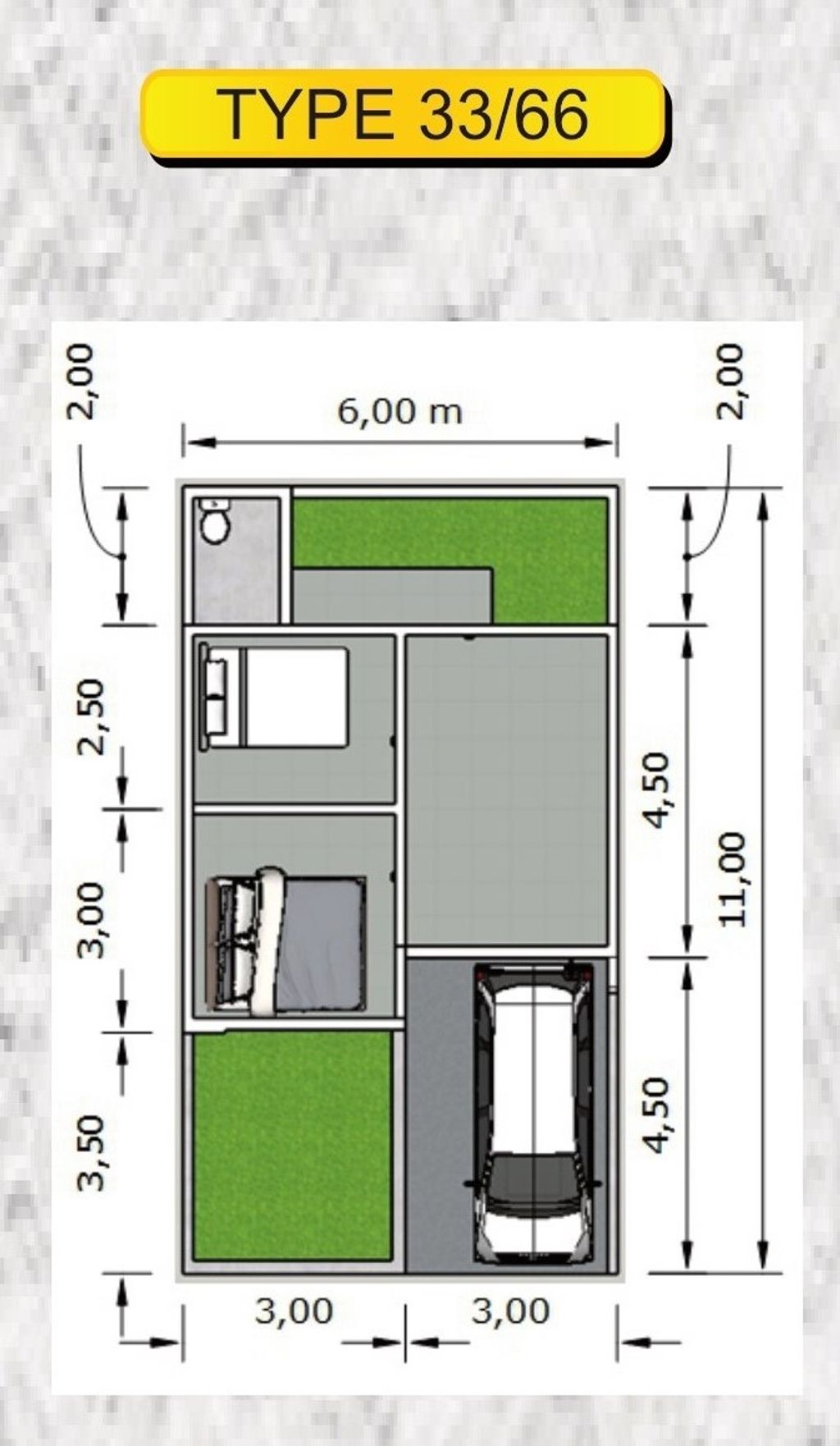 foto denah rumah tipe 33/66 perumahan Aksaland Majalengka