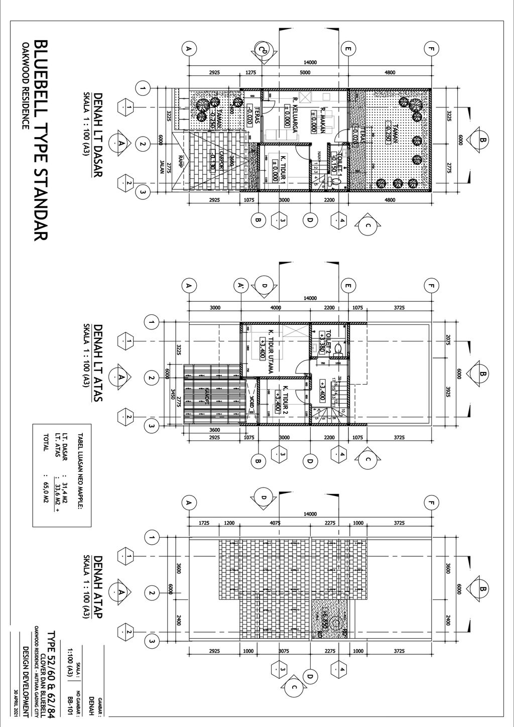 foto denah rumah tipe BLUEBELL 961 perumahan Mutiara Gading City Cluster Okwood