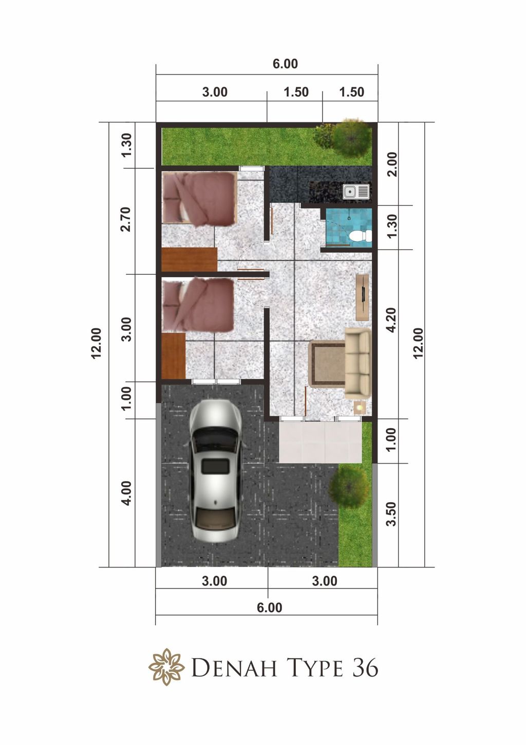 foto denah rumah tipe 36/85m2 perumahan Perumahan Taman Ayom Sedayu