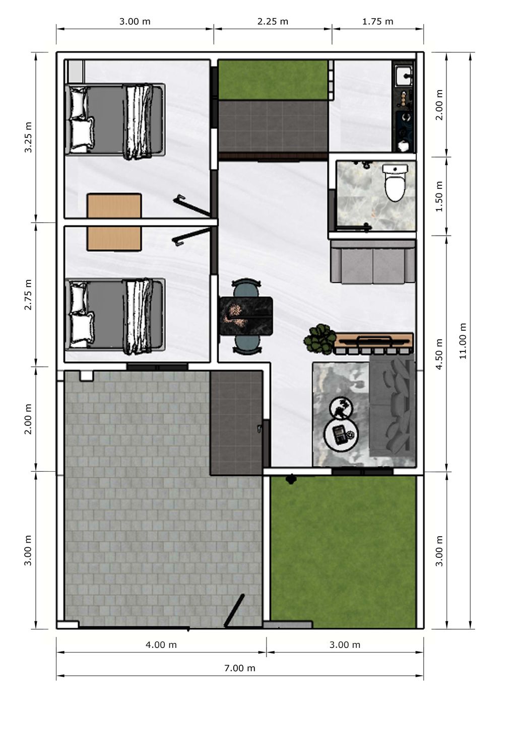 foto denah rumah tipe 45 perumahan CALATHEA TOWNHOUSE