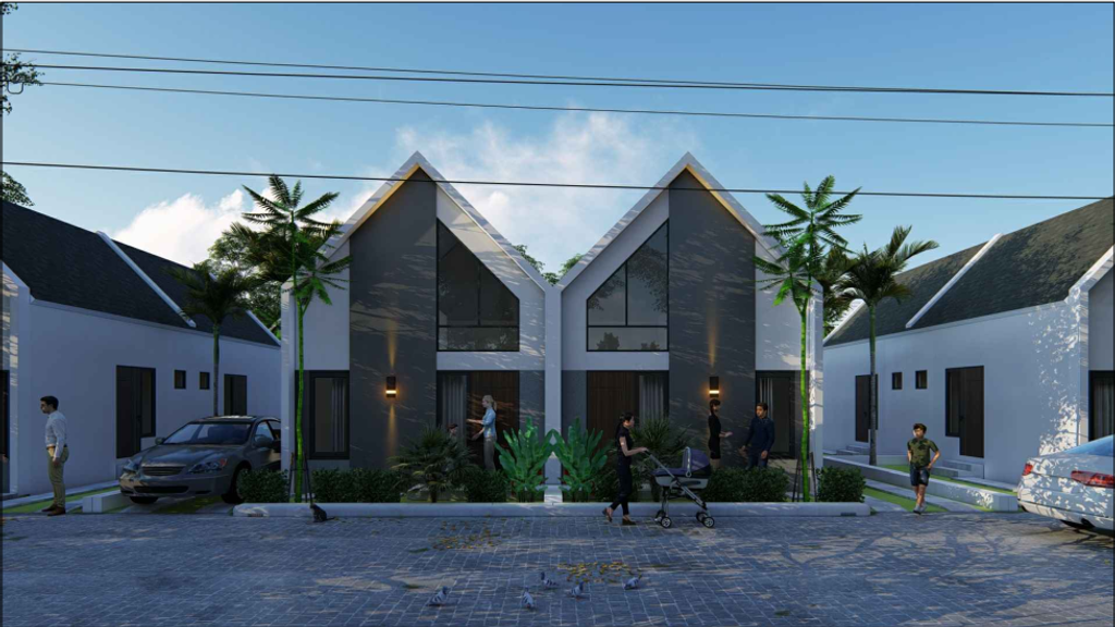 foto tampak rumah tipe 30/60 Scandinavia perumahan Askara Harita