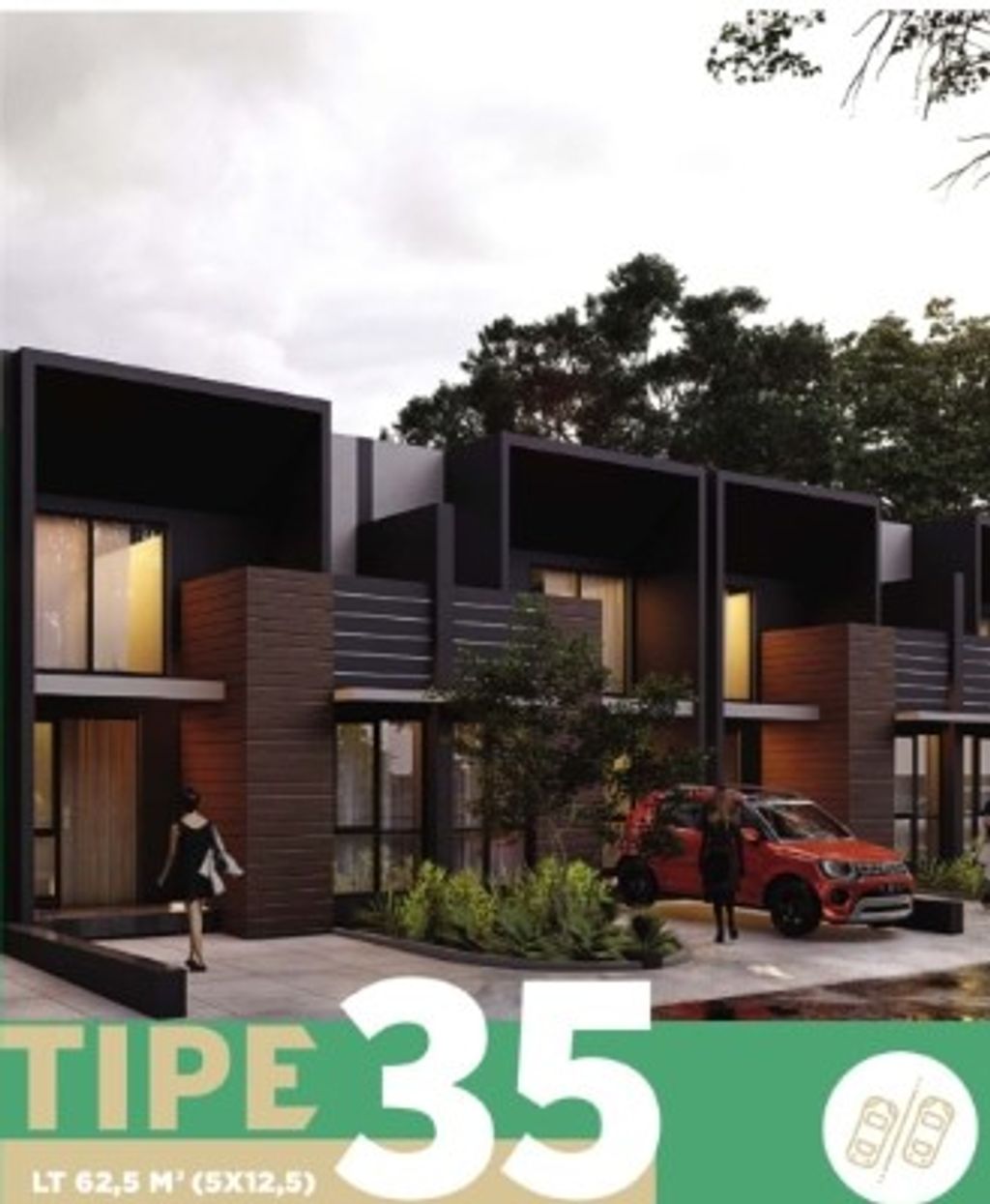foto tampak rumah tipe 35 perumahan THE SQUARE RESIDENCE