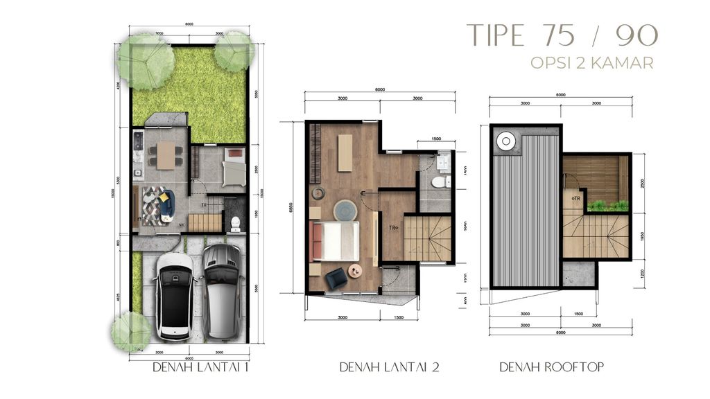foto denah rumah tipe 75/90 perumahan SERPONG SURADITA RESIDENCE (TAHAP 1)