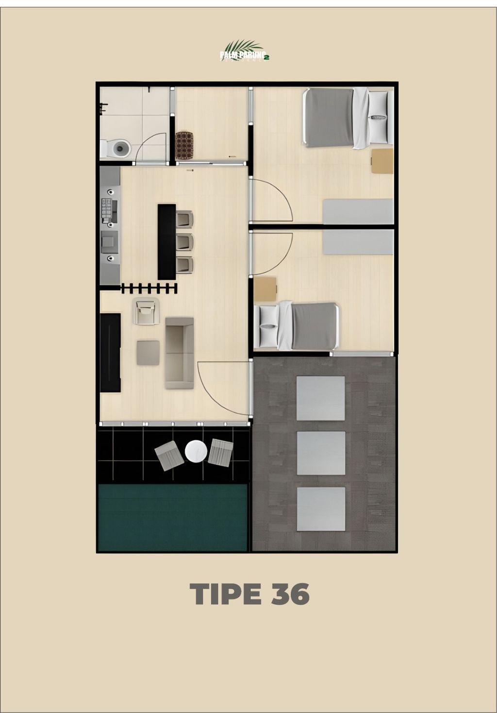foto denah rumah tipe Hoek 91 perumahan PALM PARUNG RESIDENCE 2