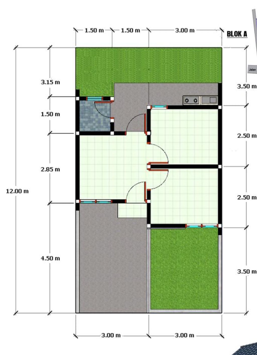 foto denah rumah tipe 26/60 166JT perumahan Graha Sejahtera Tempel 3