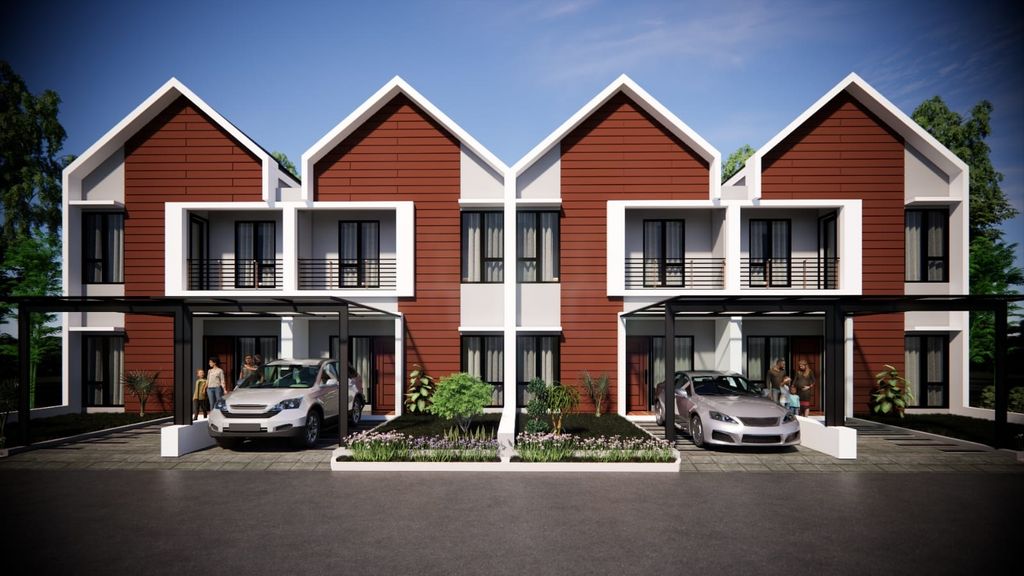 foto tampak rumah tipe GRANDE LUXURY (RUMAH 2 LANTAI) perumahan RAJEG TERRACE GREEN RESIDENCE