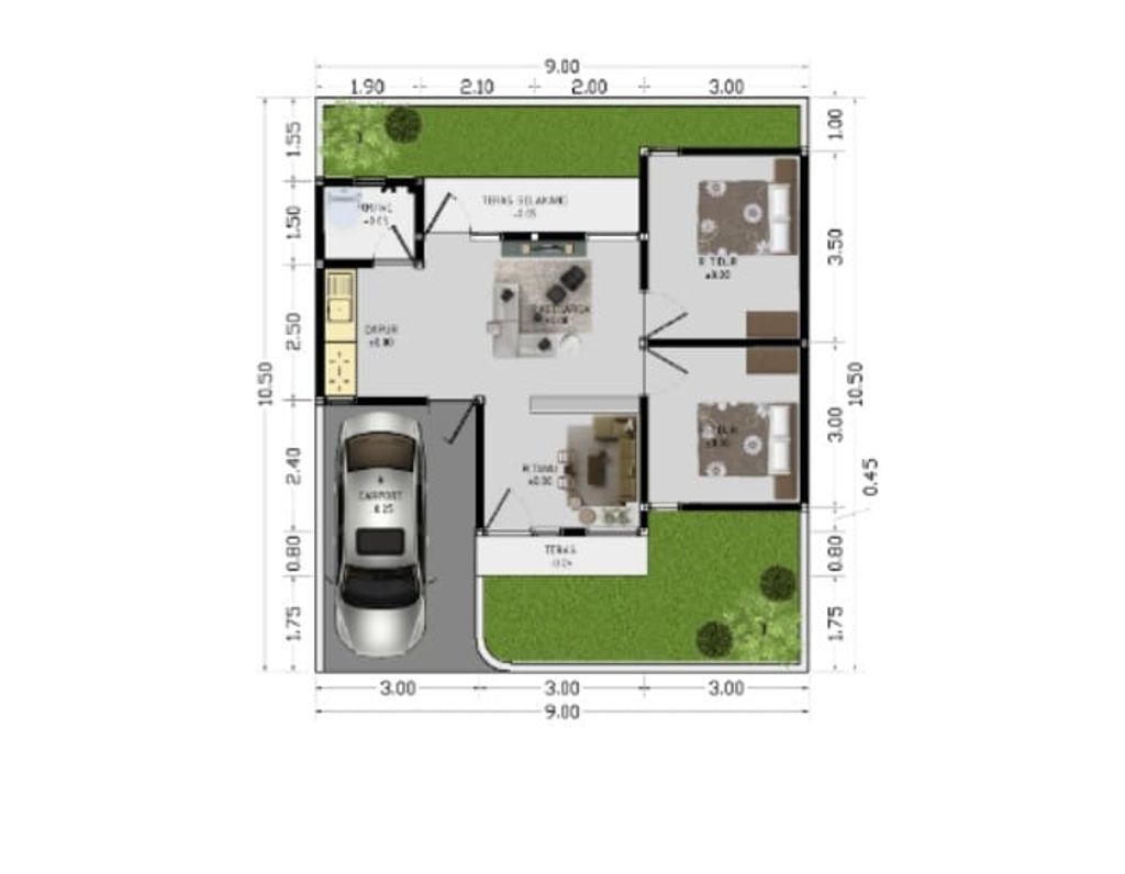 foto denah rumah tipe KOMERSIL 53/95 perumahan Grand Handayani Residence II