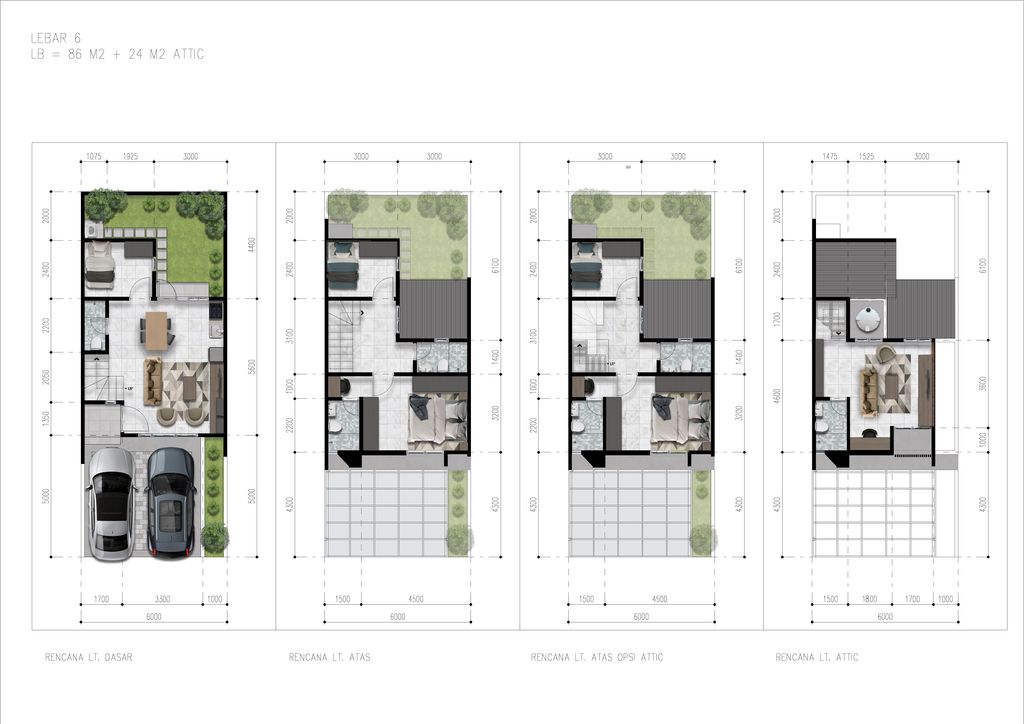 foto denah rumah tipe L6 Essence perumahan Jakarta Garden City Alamanda Essence