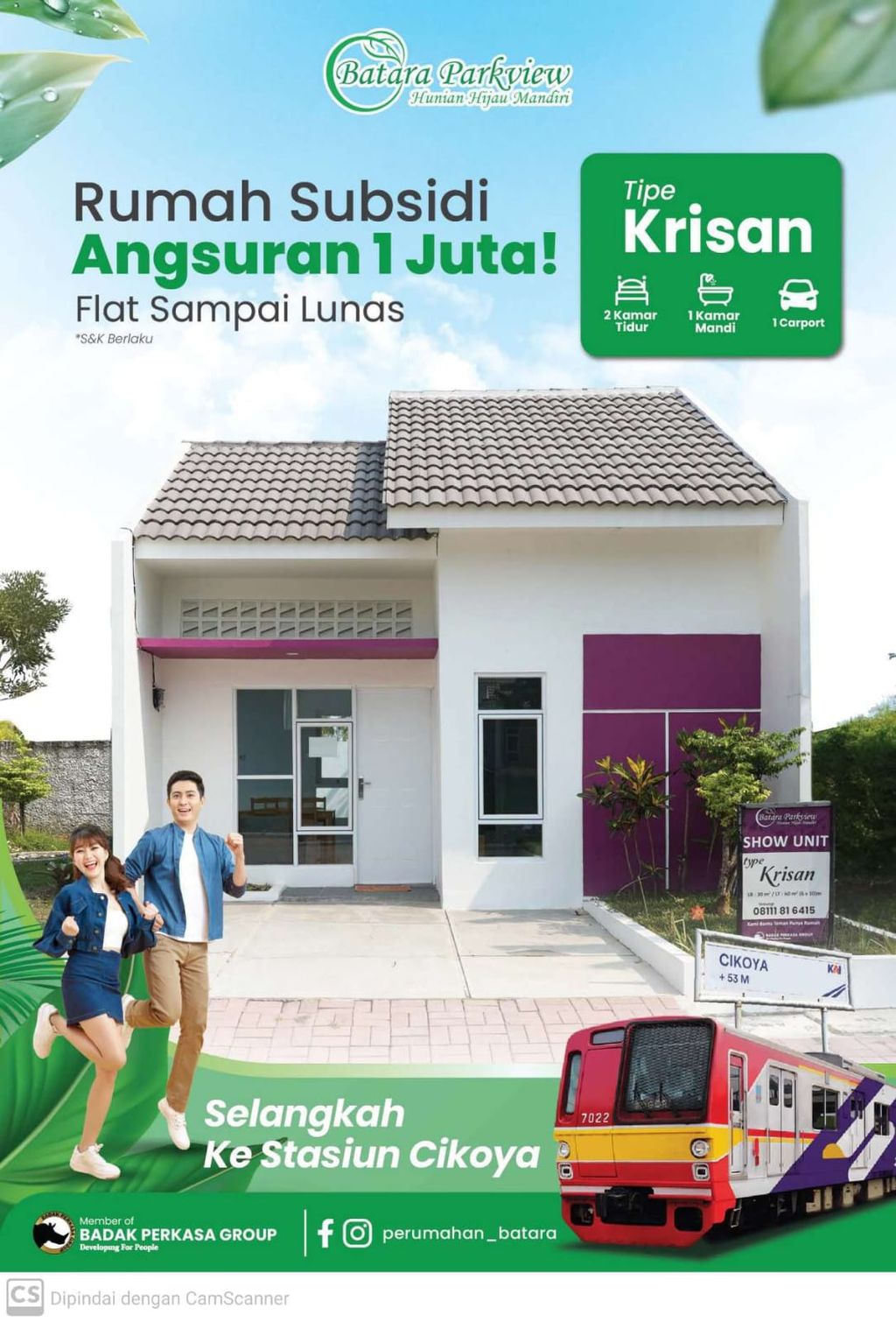 foto tampak rumah tipe KRISAN perumahan BATARA PARKVIEW 2