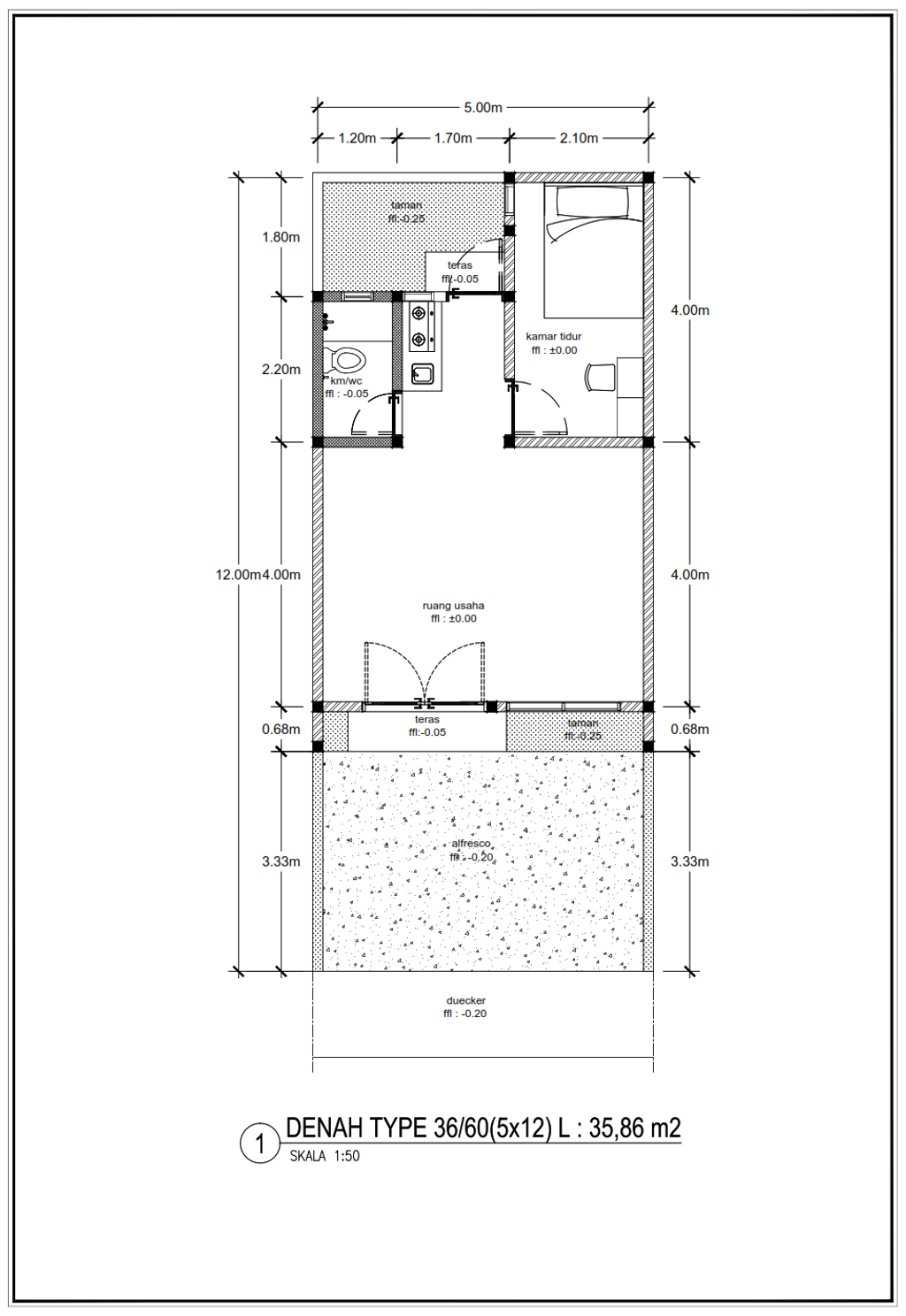 foto denah rumah tipe RUNITA T.36/60 (5x12) perumahan Villa Kencana Cikarang (Tahap 2)