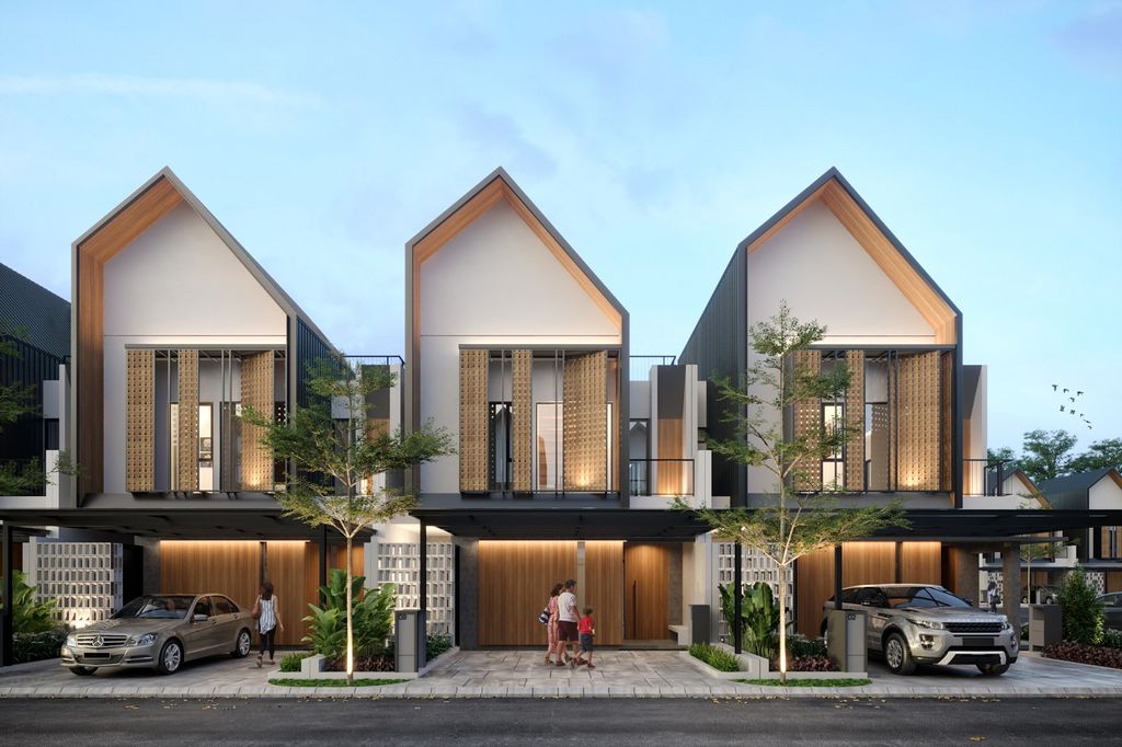 foto tampak rumah tipe L8 142 Attic perumahan Jakarta Garden City Mahakam The Signature