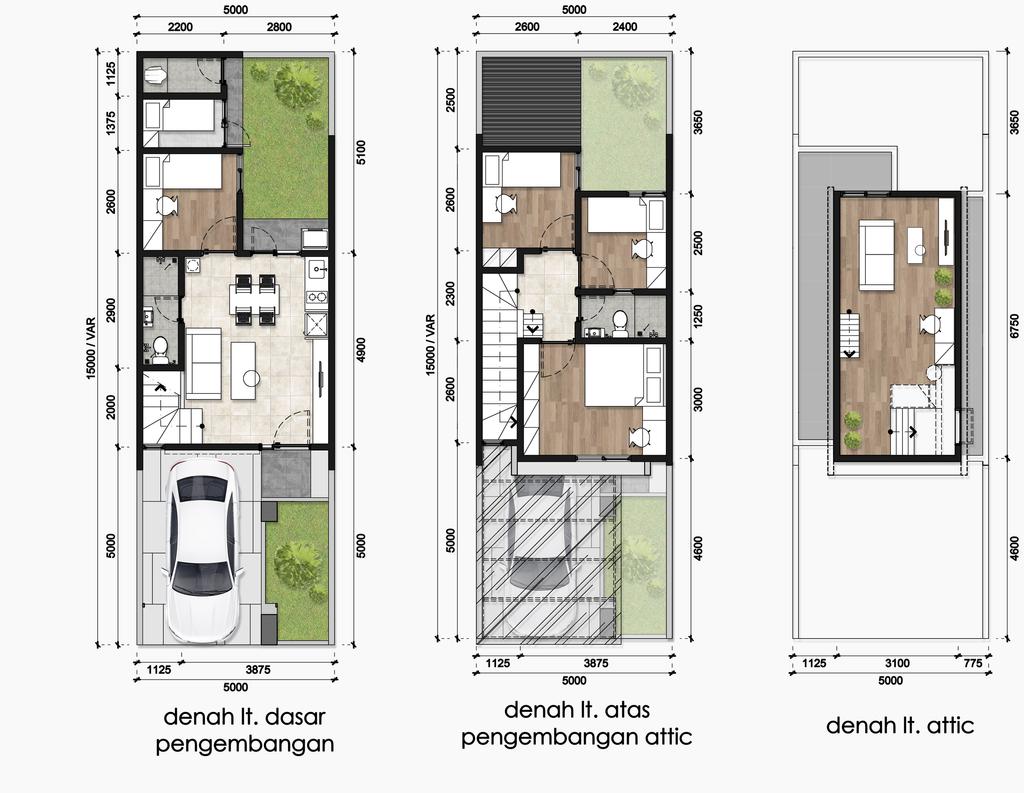 foto denah rumah tipe L5 93 Attic perumahan Jakarta Garden City Mahakam The Signature