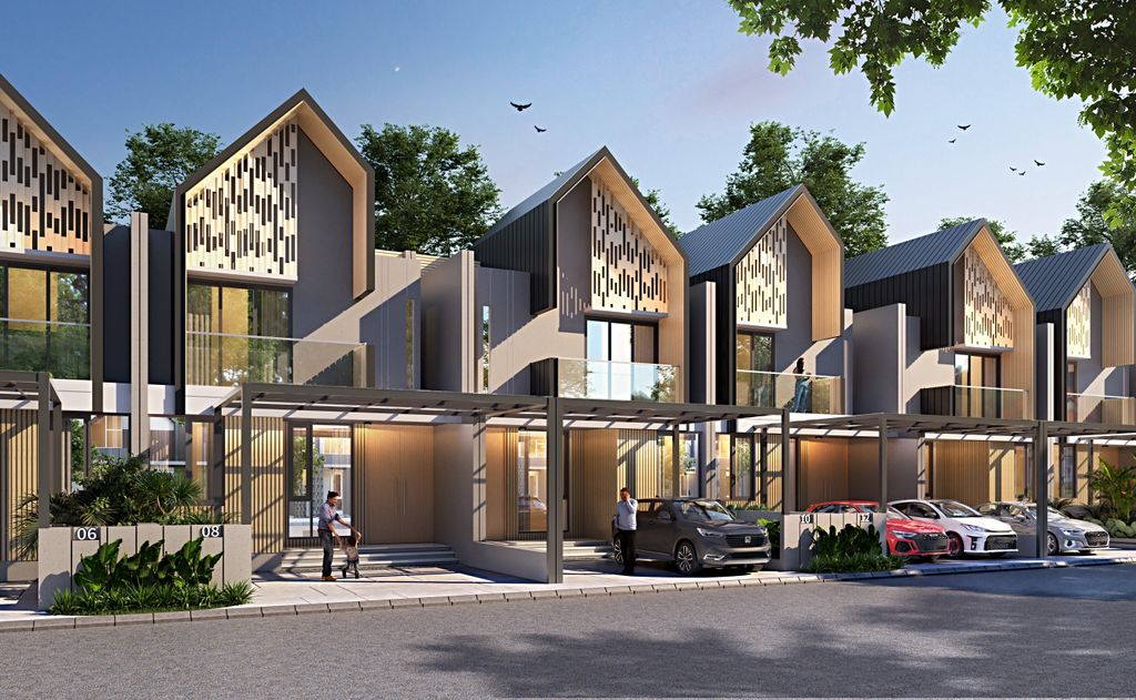 foto tampak rumah tipe Sapphire 7x20 perumahan Jakarta Garden City Mahakam The Signature