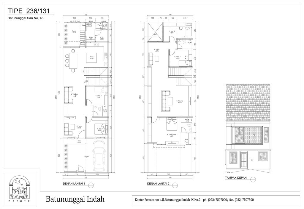 foto denah rumah tipe 236/161 perumahan BATUNUNGGAL INDAH ESTATE SARI D