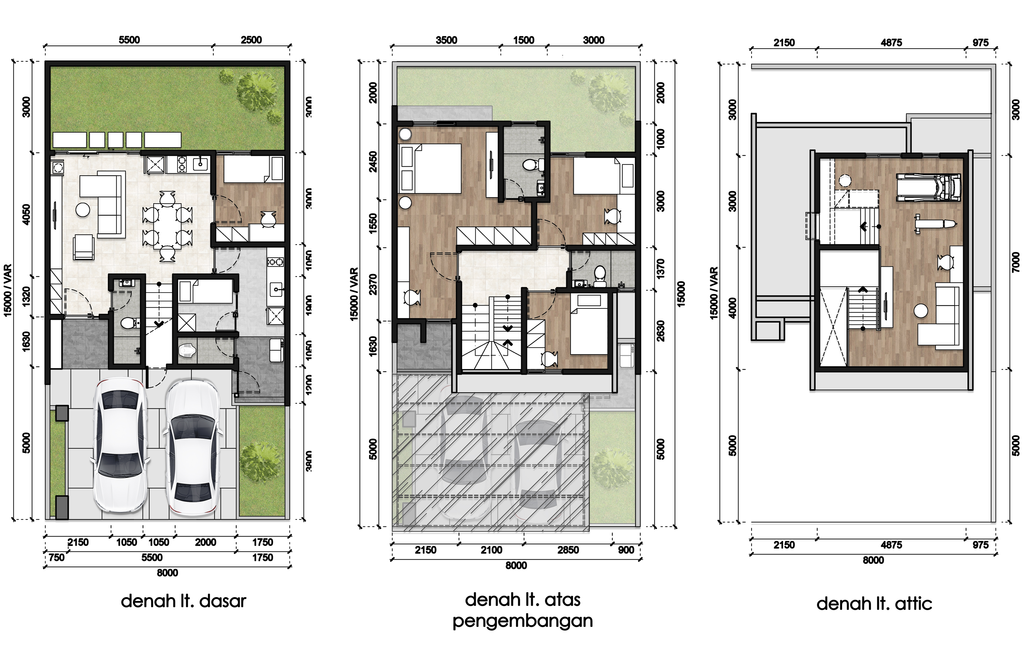 foto denah rumah tipe L8 142 Attic perumahan Jakarta Garden City Mahakam The Signature