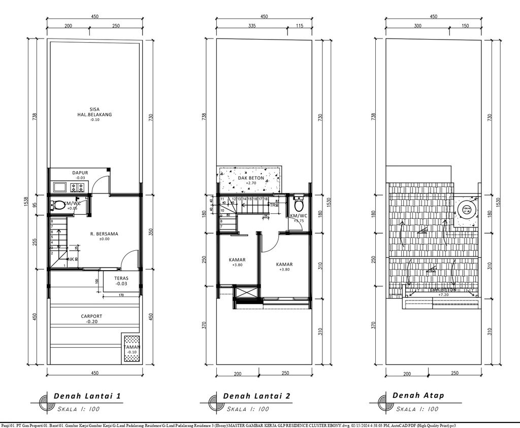 foto denah rumah tipe 50 Compact (3 kamar) + Teras(489) perumahan G-Land Katapang Residence 2