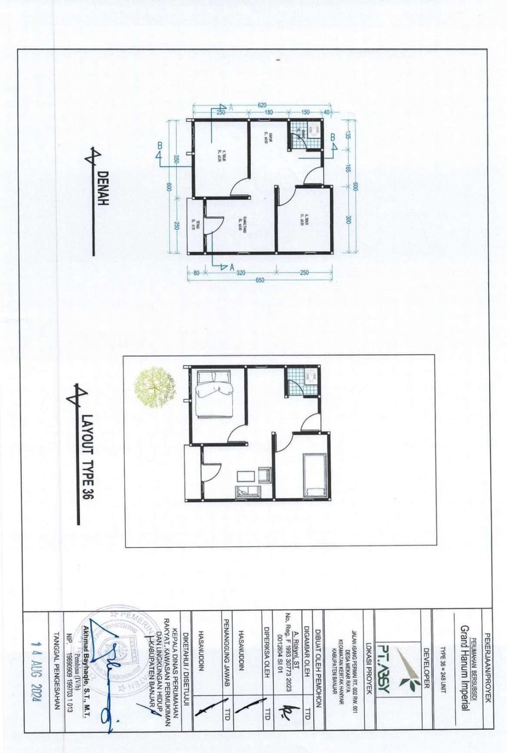 foto denah rumah tipe 36 perumahan GRAND HANUM IMPERIAL