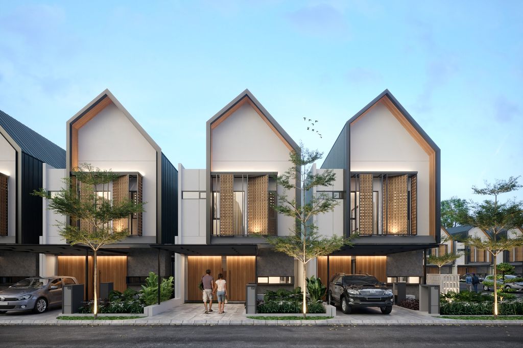 foto tampak rumah tipe L7 120 Attic perumahan Jakarta Garden City Mahakam The Signature