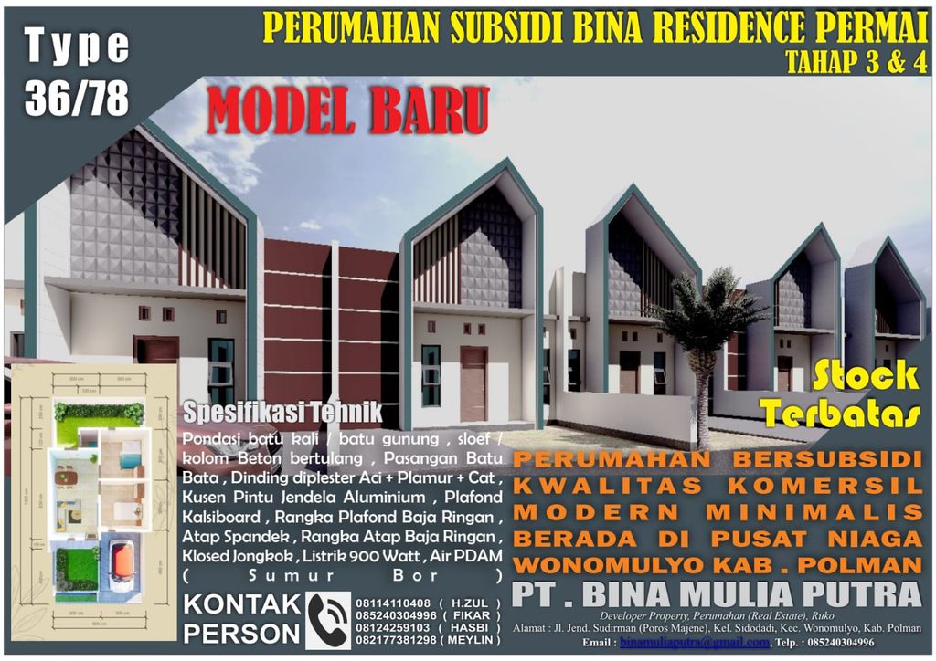 foto tampak rumah tipe 36 perumahan NEW BINA RESIDENCE PERMAI