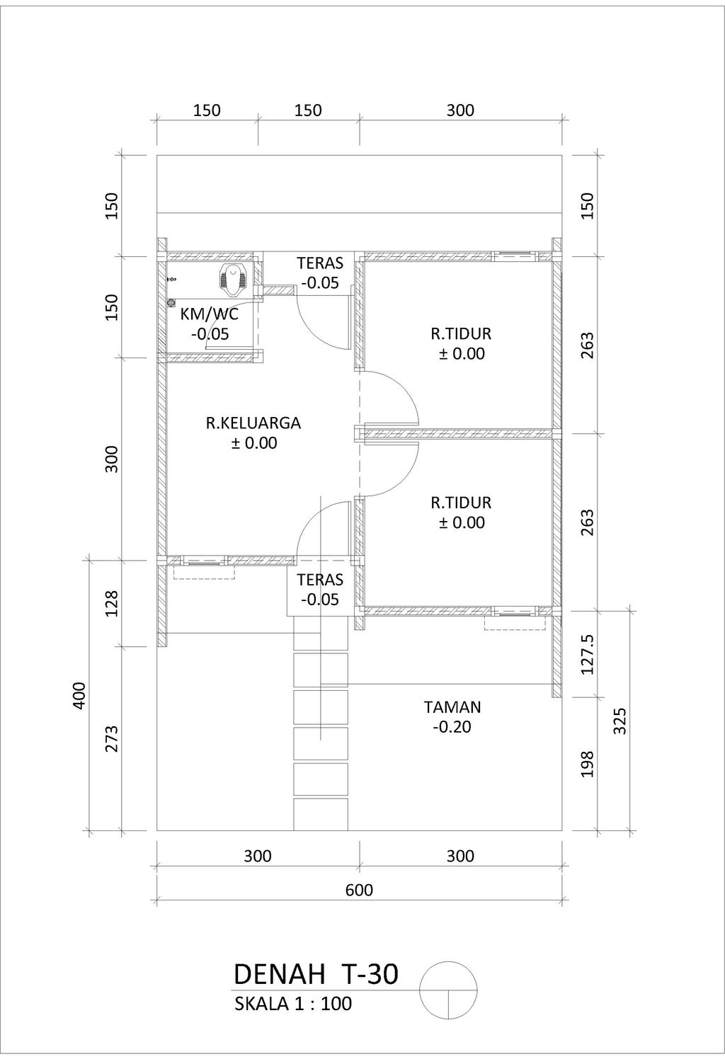 foto denah rumah tipe 30/60 perumahan PONDOK PERMAI LESTARI 2