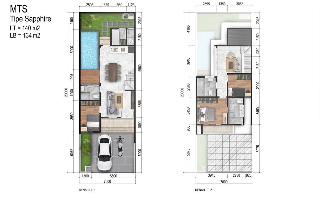 foto denah rumah tipe Sapphire 7x20 perumahan Jakarta Garden City Mahakam The Signature