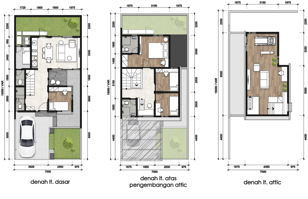 foto denah rumah tipe L7 120 Attic perumahan Jakarta Garden City Mahakam The Signature
