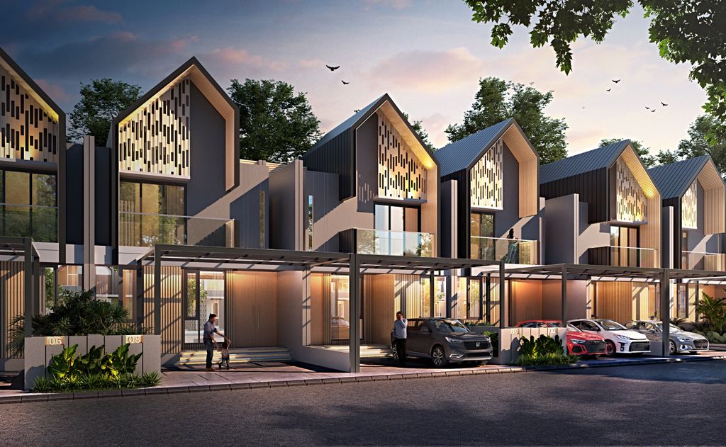 foto tampak rumah tipe Topaz 7x15 perumahan Jakarta Garden City Mahakam The Signature