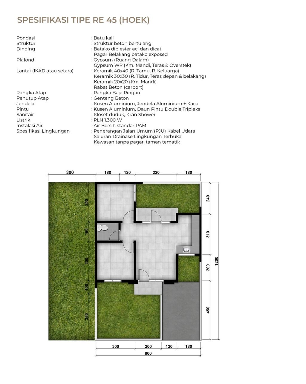 foto denah rumah tipe RE 45/132 perumahan MODERNLAND CILEJIT