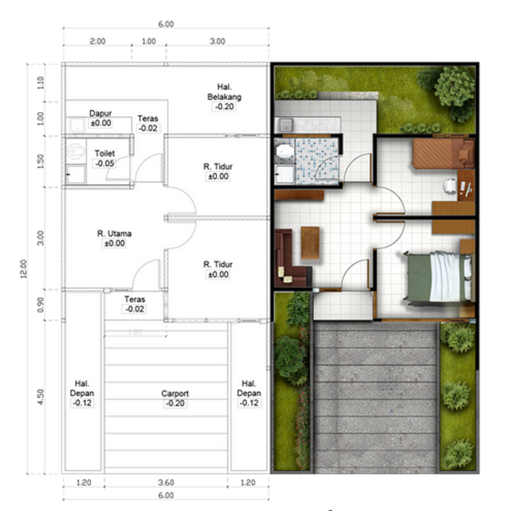 foto denah rumah tipe 31/72 232 per 1 Januari 2024 perumahan Bumi Karya Indah