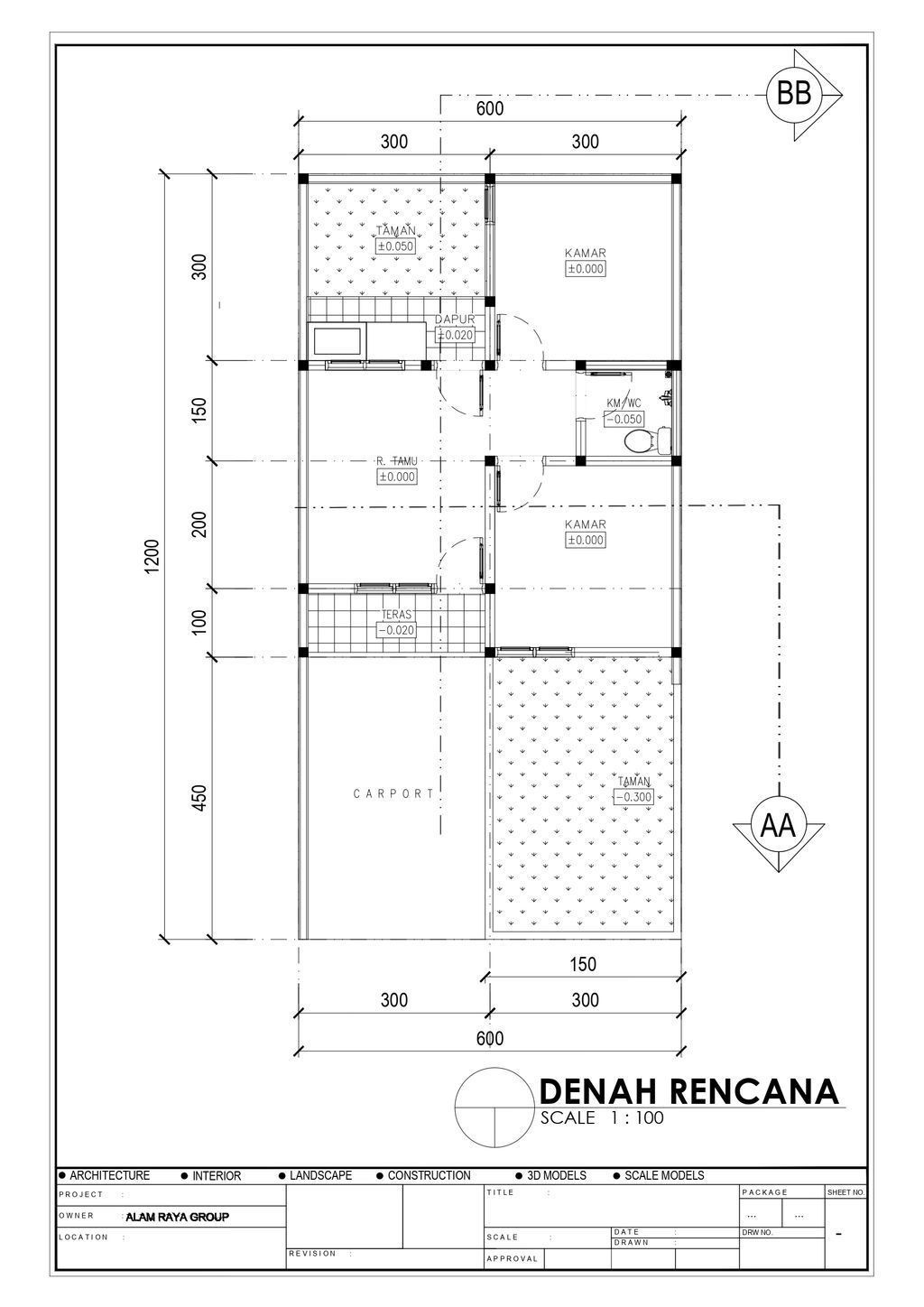 foto denah rumah tipe 36/72 (+) perumahan PURI ALAM CEMPAKA