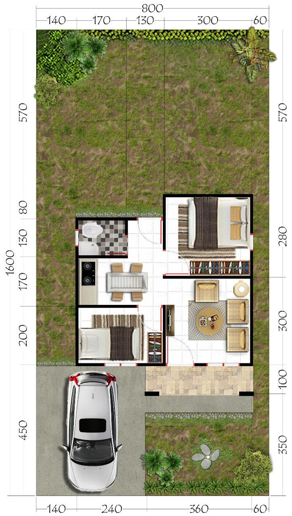 foto denah rumah tipe 36 perumahan ARDA RESIDENCE 1 BLOK A