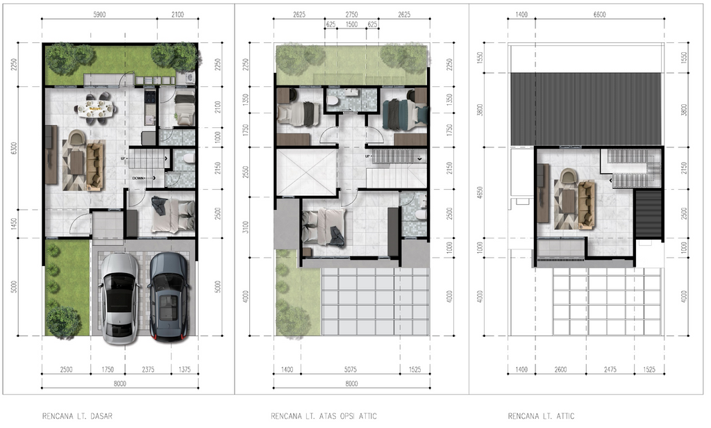 foto denah rumah tipe L8 Attic 165 Essence perumahan Jakarta Garden City Yarra