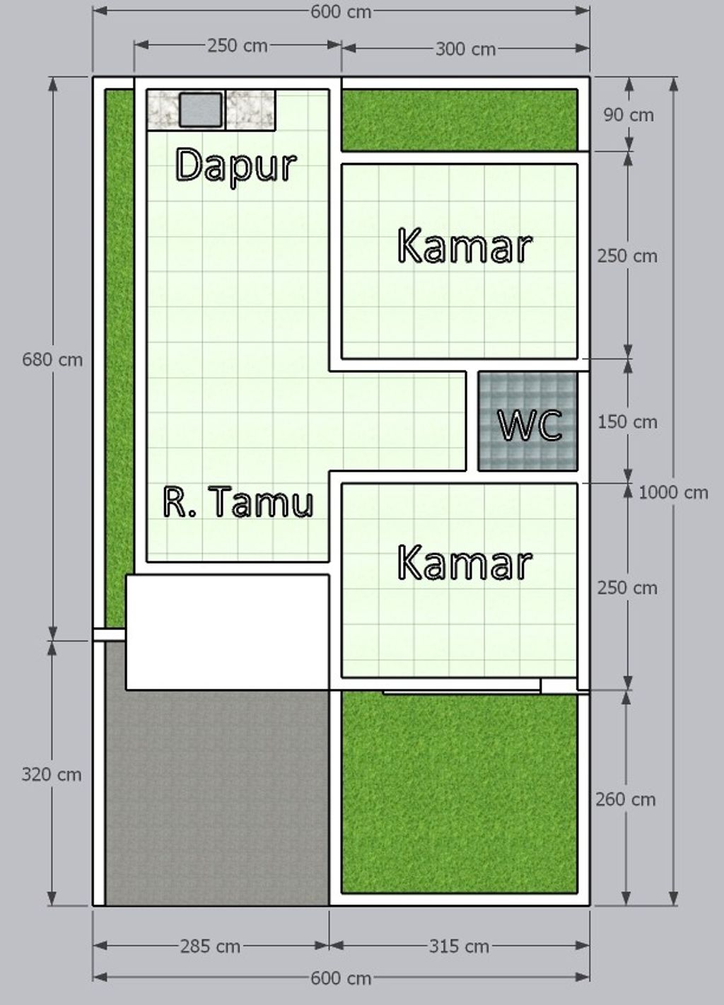 foto denah rumah tipe SUBSIDI perumahan GREEN BARUSUDA INDAH