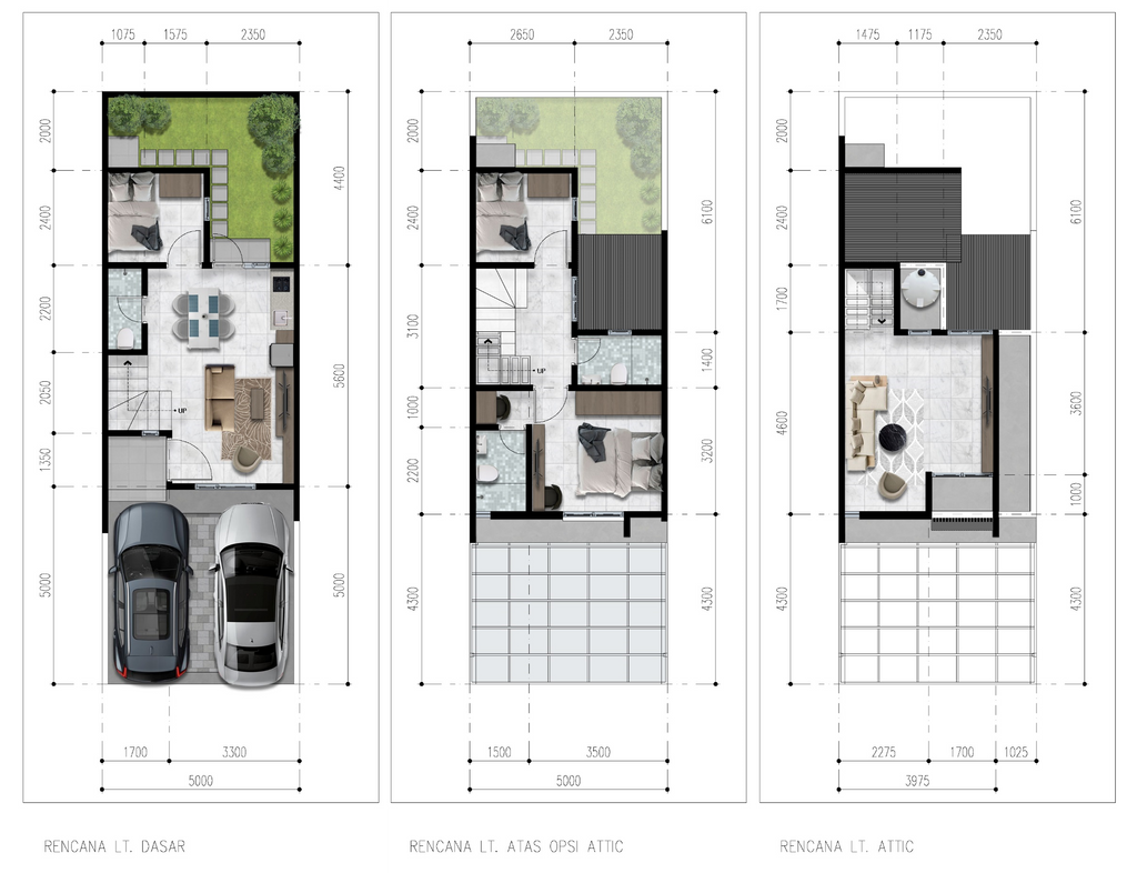 foto denah rumah tipe L5 Attic 95 Essence perumahan Jakarta Garden City Yarra