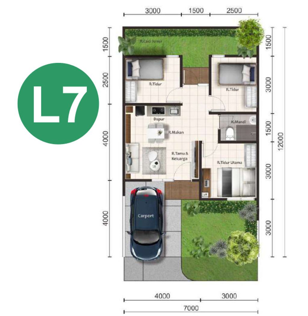 foto denah rumah tipe ASTER 2/68 perumahan PARAMOUNT PETALS TAHAP 1