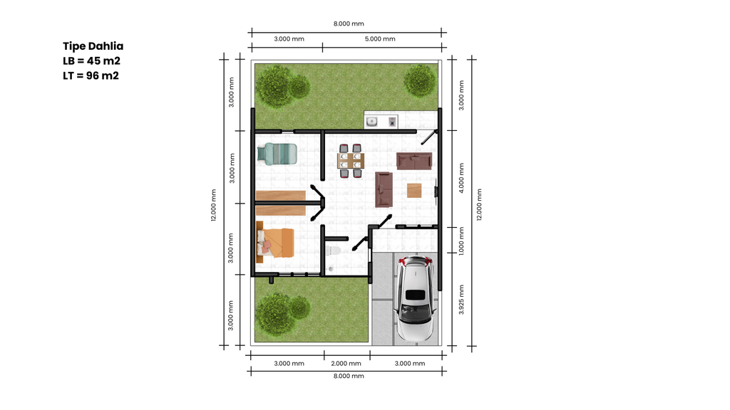 foto denah rumah tipe DAHLIA perumahan D'GRAND LIVING