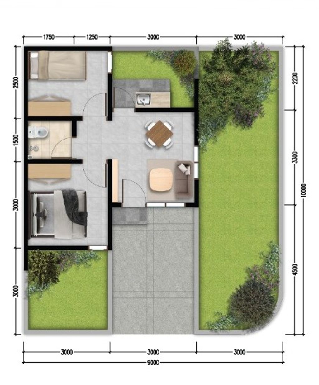 foto denah rumah tipe Cluster Azalea Hook Harga 305.500.000 perumahan GRAN HARMONI CIBITUNG TAHAP 2