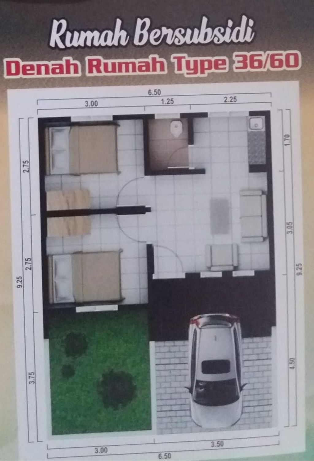 foto denah rumah tipe 36 perumahan Perumahan Karang Nanas Permai