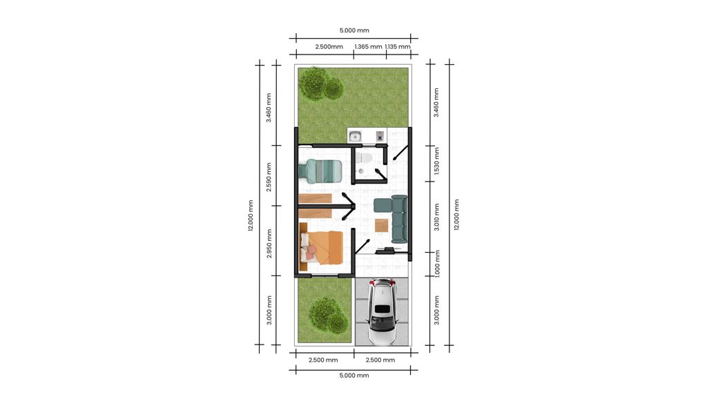 foto denah rumah tipe ROSE perumahan D'GRAND LIVING