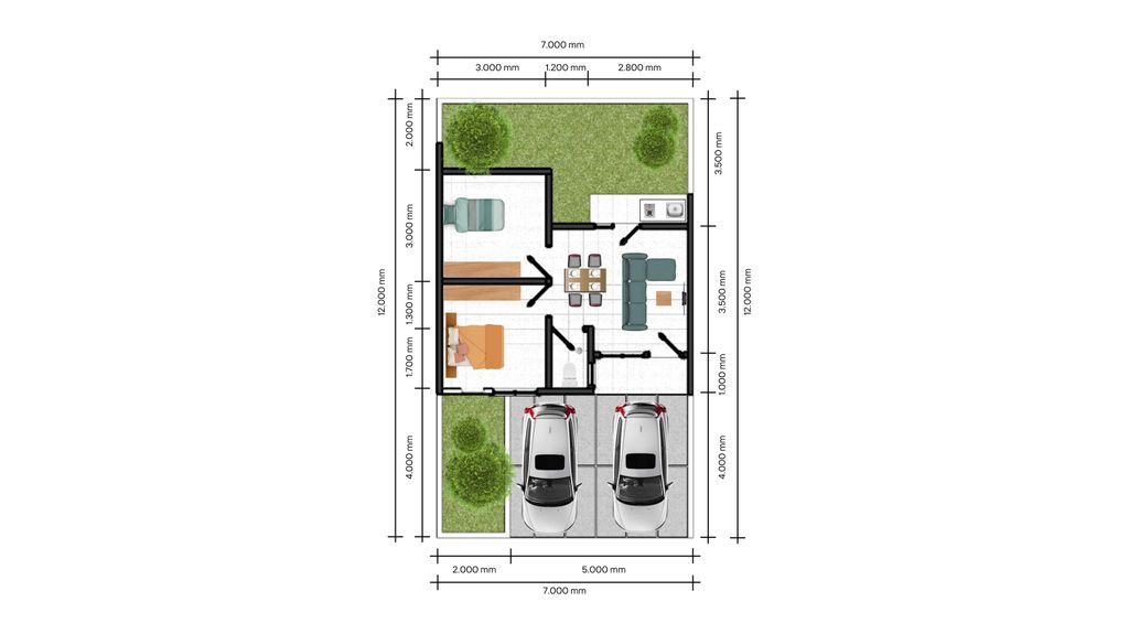 foto denah rumah tipe CHRYSANT perumahan D'GRAND LIVING
